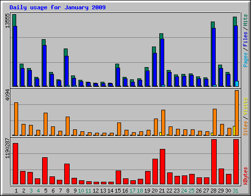 Daily usage for January 2009