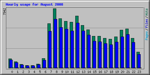 Hourly usage for August 2008