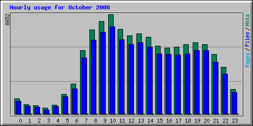 Hourly usage for October 2008