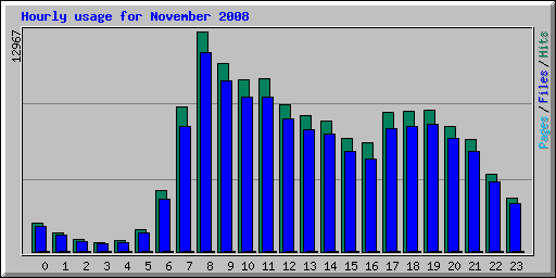 Hourly usage for November 2008